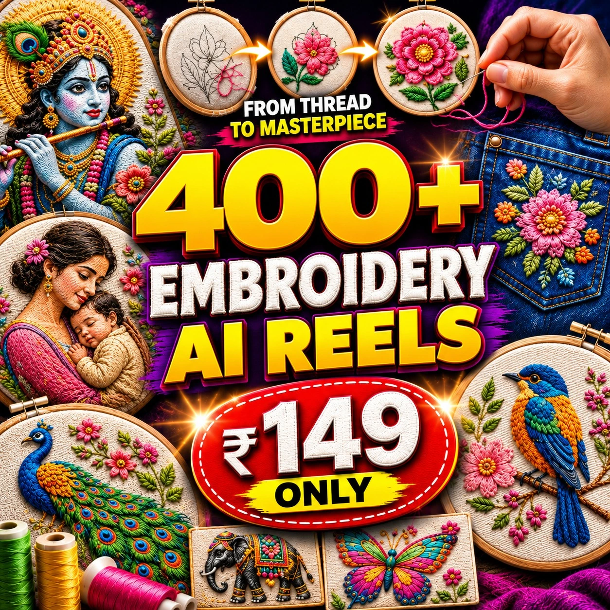 400+ AI Embroidery Reels – Creative & Viral Video Bundle