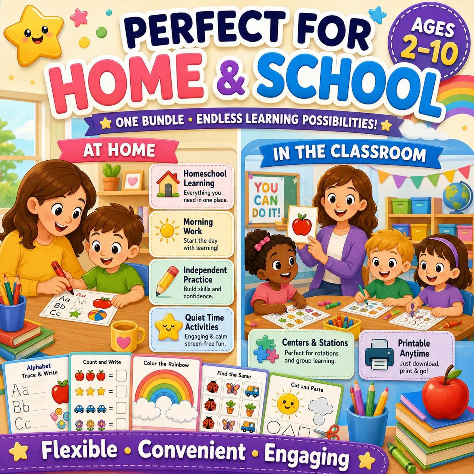 500,000+ Kids Learning Worksheets Mega Bundle