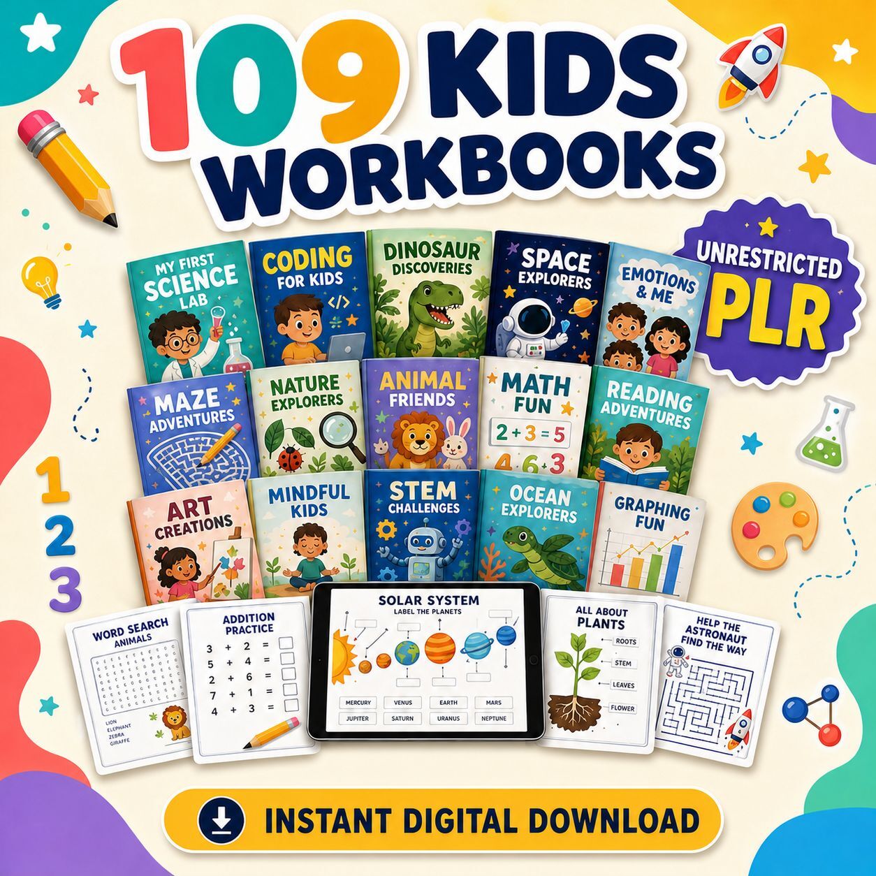 109 Kids Workbooks & Activity Books Mega Bundle – Unrestricted PLR